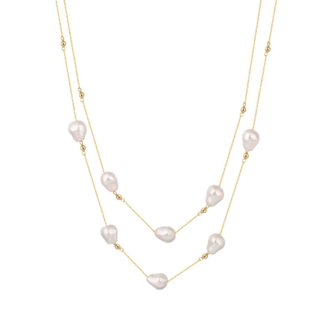 Halskette aus Silber mit Imitationsperlen