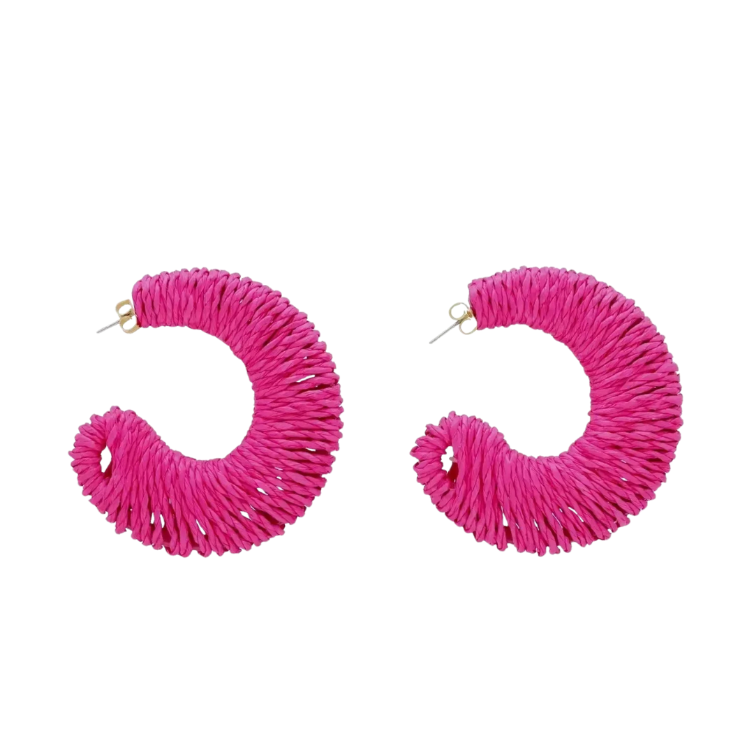 VANESSA BARONI "Raffia Big Moon Pink" Ohrschmuck