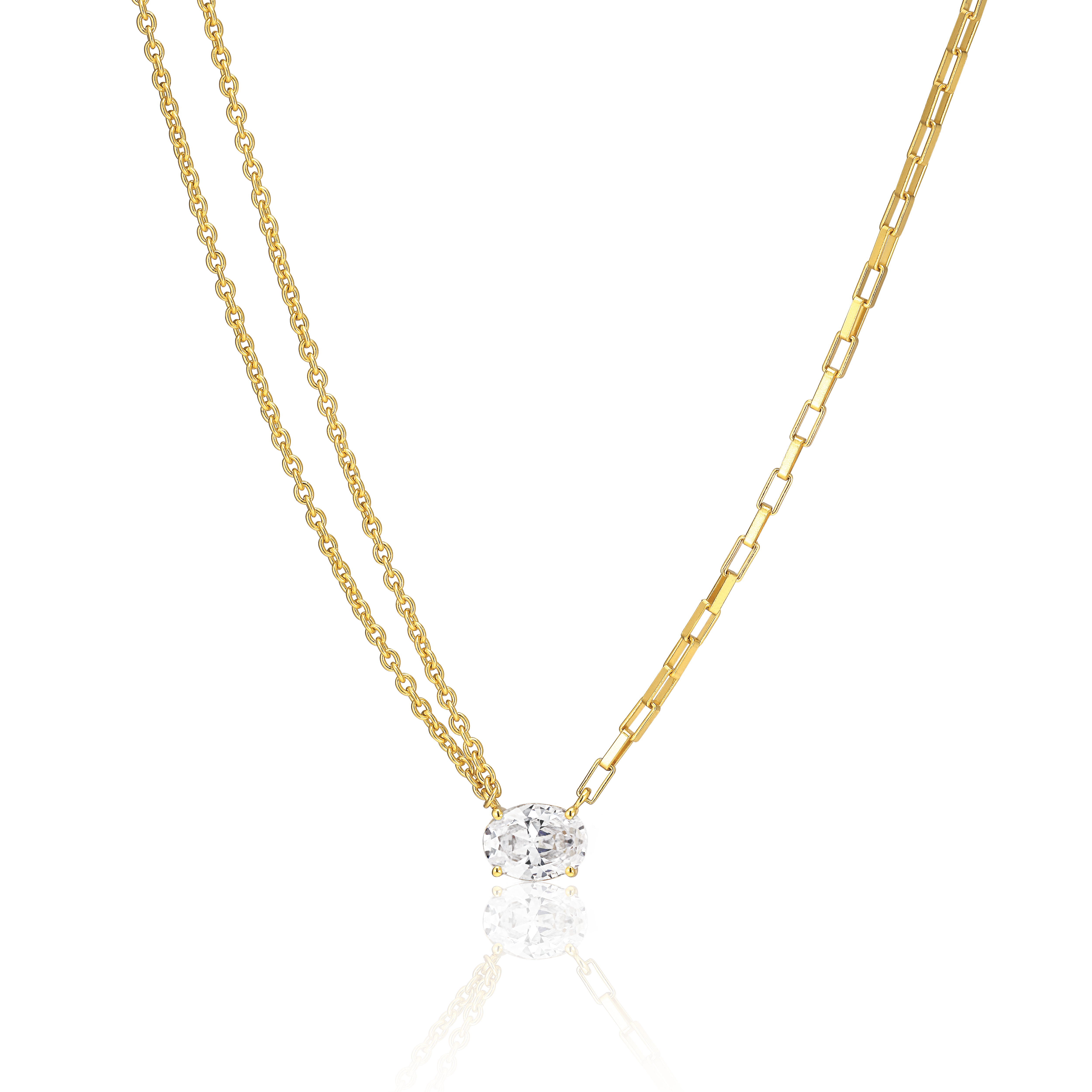 Silber vergoldete Halskette mit Zirkonia